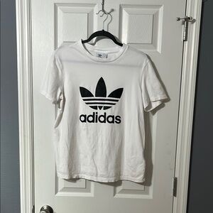 Adidas White Tee with Black Trefoil Logo